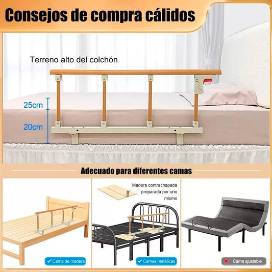 Baranda De Cama Lateral Anti Caída Para Cuidado Adulto Mayor Marrón