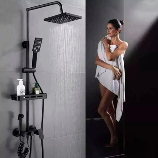 Ducha Columna Negra Push Boton Set 4 Funciones 3 Engranajes