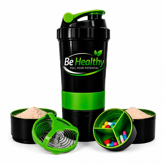 Vaso Shaker de Proteína 3 en 1 de 550 ml con Compartimientos Be Healthy