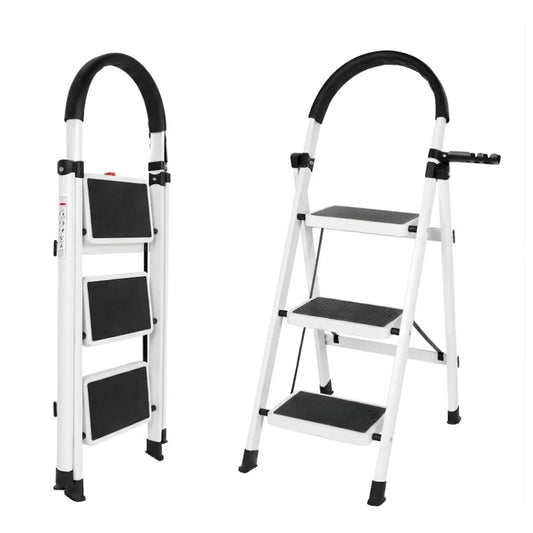 Escalera 3 Peldaños Plegable Metálica Antideslizante