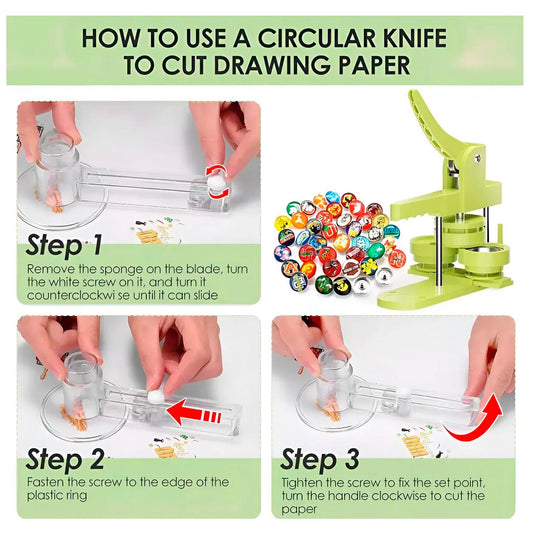 Maquina de Chapitas + Prensa matriz De 58mm + 100 Chapitas + cortador