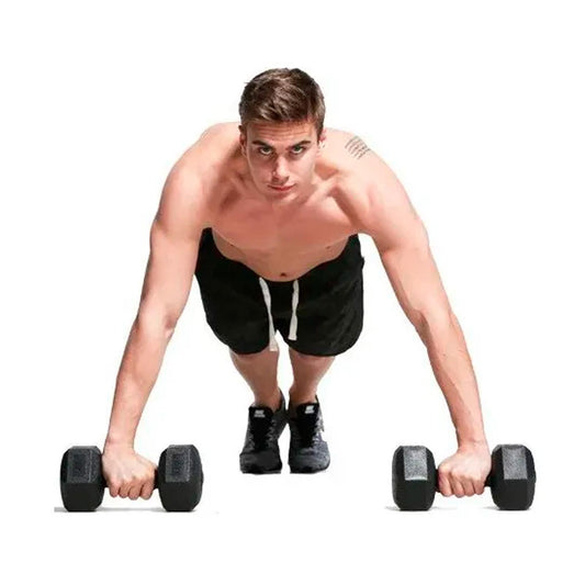 Par Mancuernas Hexagonales Caucho 5 Kg Boost Fitness