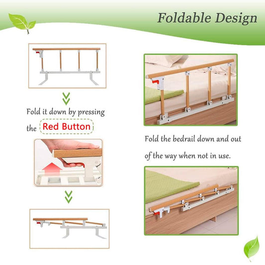 Baranda De Cama Lateral Anti Caída Para Cuidado Adulto Mayor Marrón
