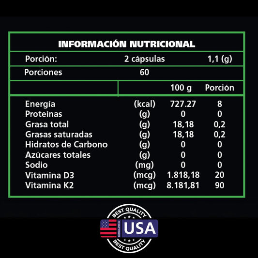 Vitamina D3 K2 Be Healthy 120 Cápsulas