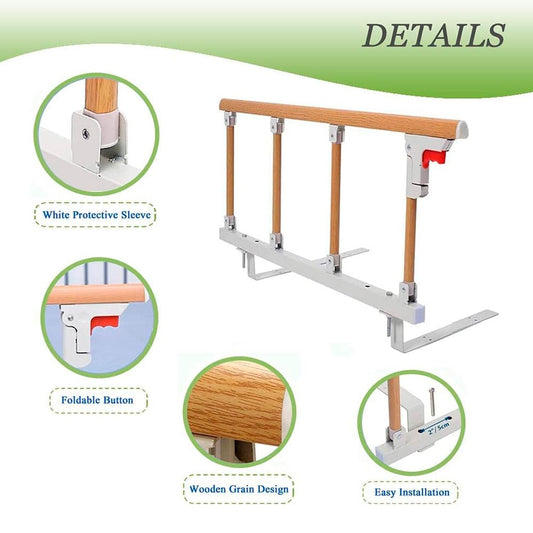 Baranda De Cama Lateral Anti Caída Para Cuidado Adulto Mayor Marrón