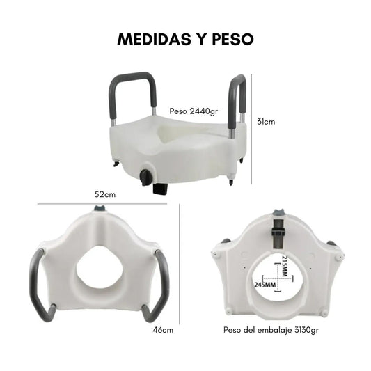 Alza Baño Wc Con Apoya Brazos Color Blanco