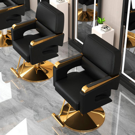 Sillón Barberia Ergonómico Altura Ajustable Negro Dorado