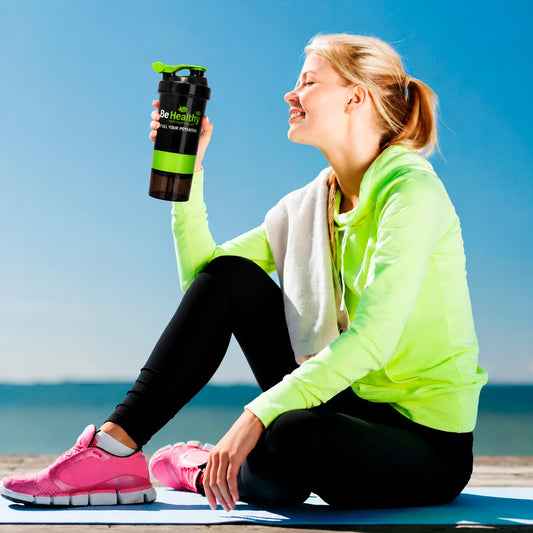 Vaso Shaker de Proteína 3 en 1 de 550 ml con Compartimientos Be Healthy
