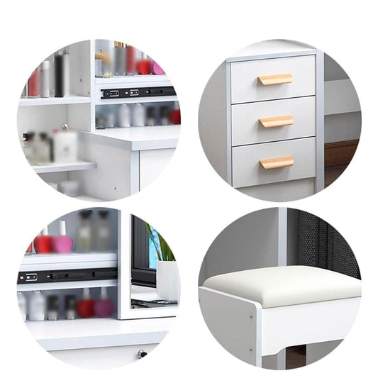 Tocador moderno 80*40*130cm con luces blanco Chic Home