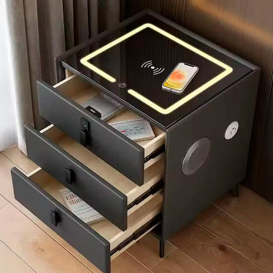 Velador con cargador inalambrico, LED y parlantes Chic Home