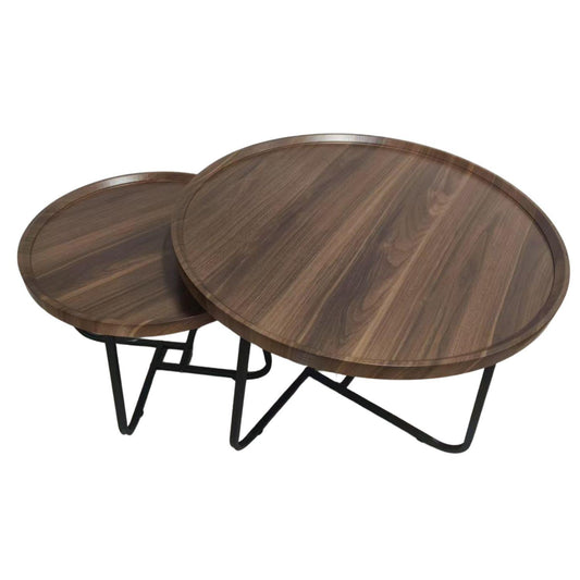 Juego Mesa De Centro Living 80+60cm color madera Chic Home
