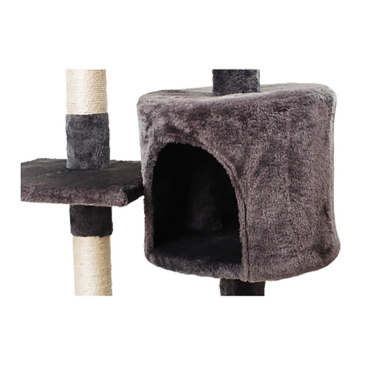 Rascador torre 112cm Gatos Casita Arbol Terciopelo + Pompones