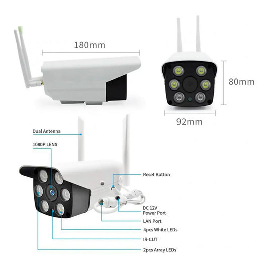 Camara Ip Exterior Hd Wifi 360° Vision Nocturna