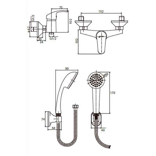 Llave Ducha Monomando Acero Cromado Alta Calidad