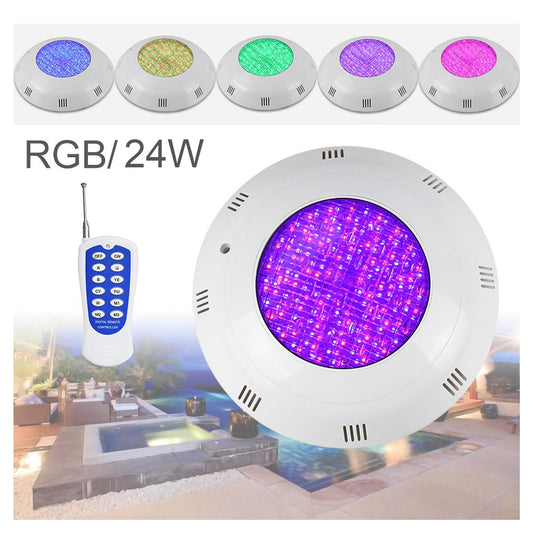 Foco Led Piscina Con Control Remoto 24w Color 12v Rgb