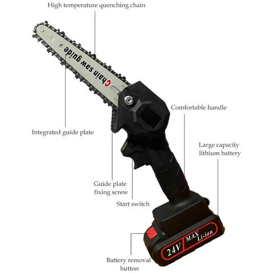 Mini Motosierra Inalámbrica Poda 6 Pulgadas + 2 Baterias