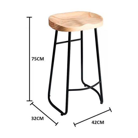 Silla de Bar Metálica 75 Cm Asiento Madera