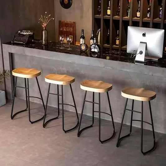 Silla de Bar Metálica 75 Cm Asiento Madera