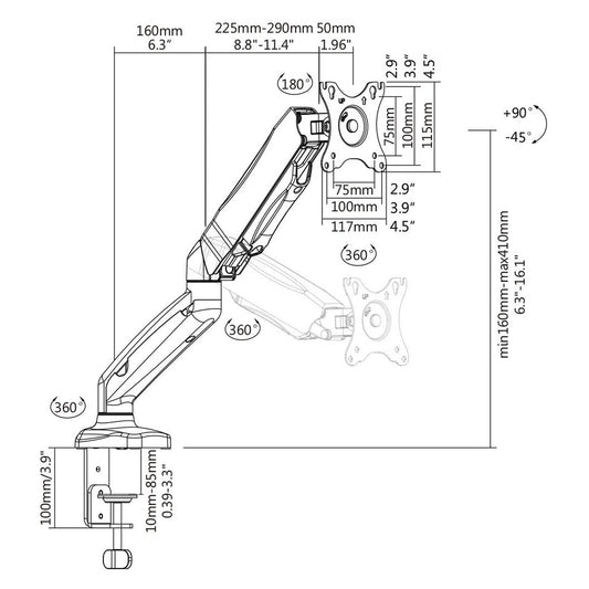 Soporte Monitor Neumático Escritorio 13-27 Pulgadas