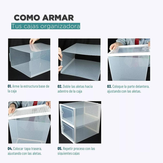 Caja Organizadora De Zapatos Set X4 Apilables