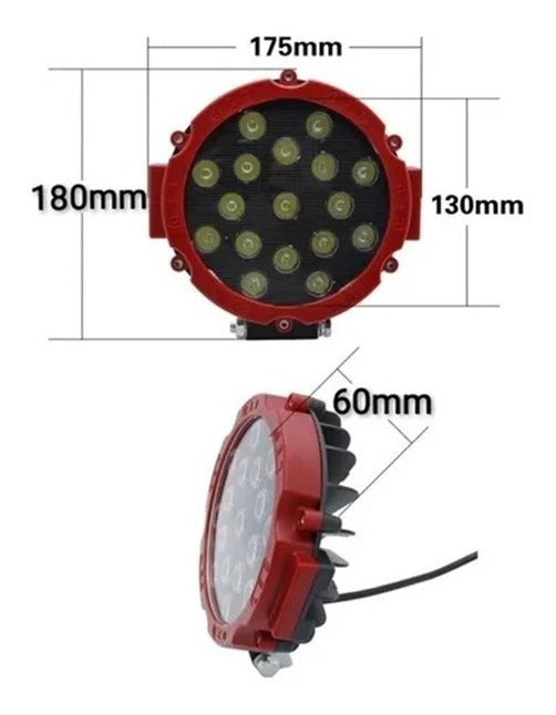 Luces Foco Neblinero Led 51w Redondo Off Road