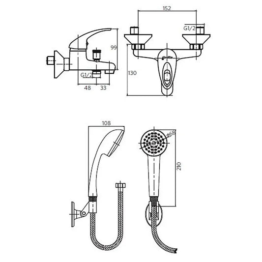 Llave Monomando Tina Ducha Regulable Acero Cromado