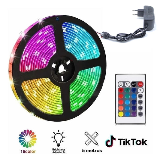 Cinta Luces Tira 300 Led 5 Metros Rgb Multicolor +control