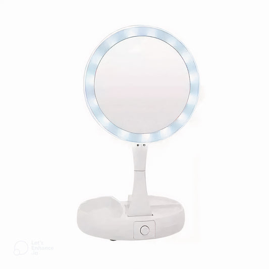 Espejo Con Luz Led Para Maquillaje Plegable + Aumento X10