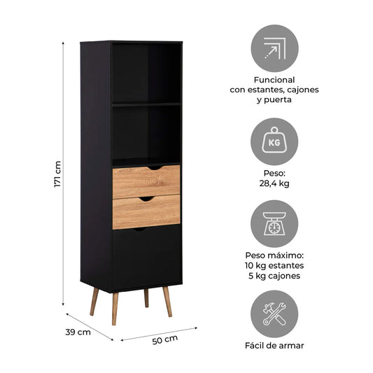 Estante Librero Top Con Cajones 171*50*39cm Chic Home