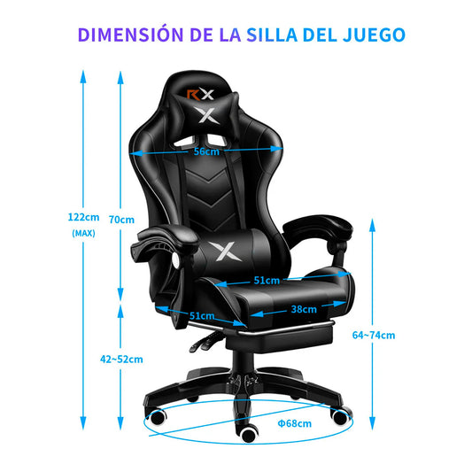 Silla Gamer Ergonómica Reclinable Con Reposapiés Videojuego Silla Gaming Computador Pc Profesional