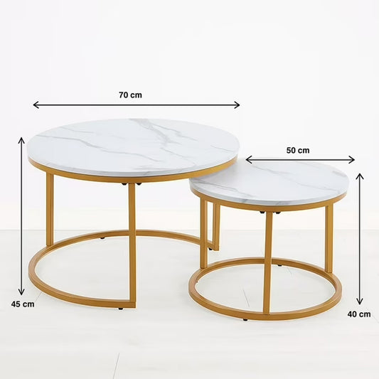 Juego Mesa De Centro Redonda Diseño Mármol ChicHome