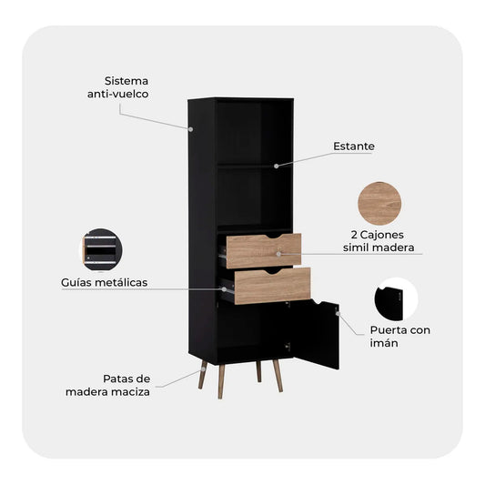 Estante Librero Top Con Cajones 171*50*39cm Chic Home