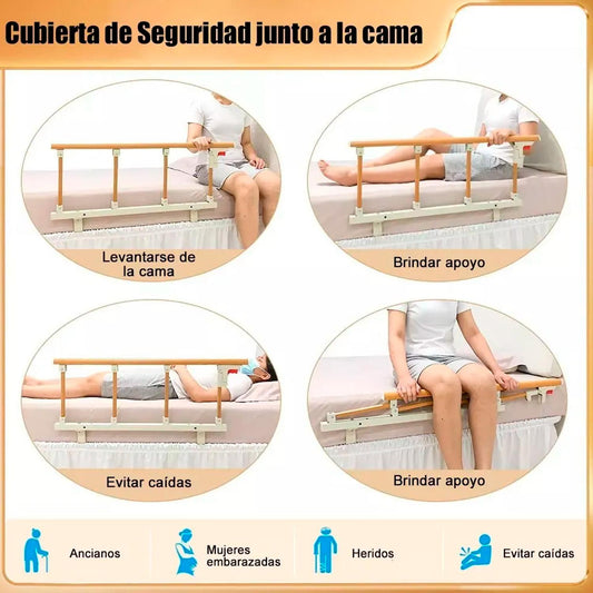 Baranda De Cama Lateral Anti Caída Para Cuidado Adulto Mayor Marrón