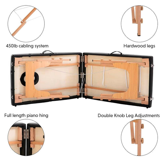 Camilla Masaje Madera 2 Cuerpos Plegable