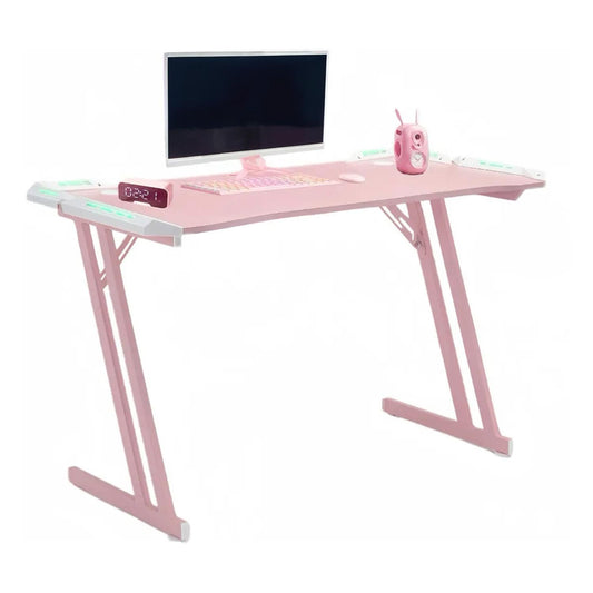Escritorio Gamer Rosa Con Iluminación Rgb 120cm Videojuego Chic Home