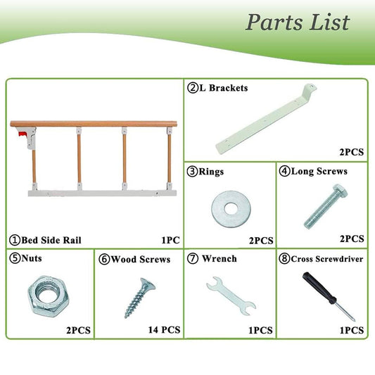 Baranda De Cama Lateral Anti Caída Para Cuidado Adulto Mayor Marrón