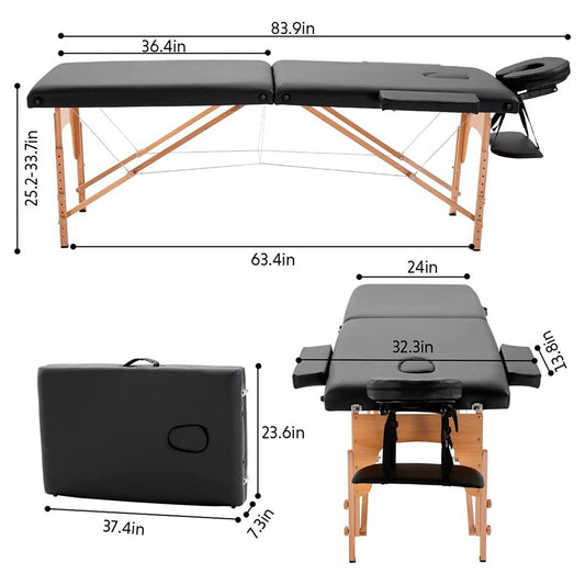 Camilla Masaje Madera 2 Cuerpos Plegable