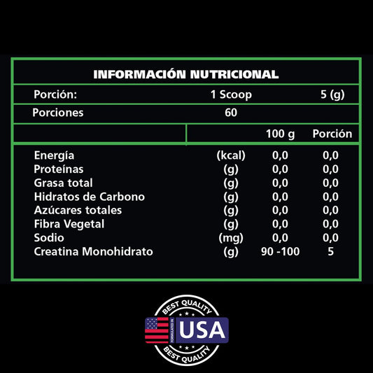 Creatina Monohidrato Be Healthy 300 g Sin Sabor