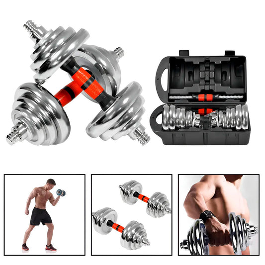 Set De Mancuernas Cromadas Ajustables 20 Kg Maletín Color Cromado
