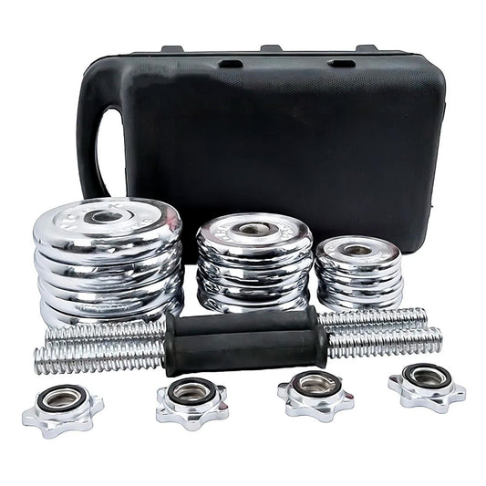 Set De Mancuernas Cromadas Ajustables 20 Kg Maletín Color Cromado