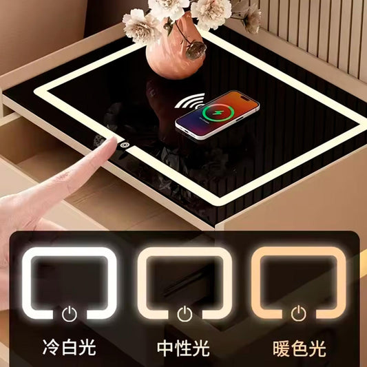 Velador 2 Niveles Con Cargador Inalambrico Parlante 50x48x40 ChicHome