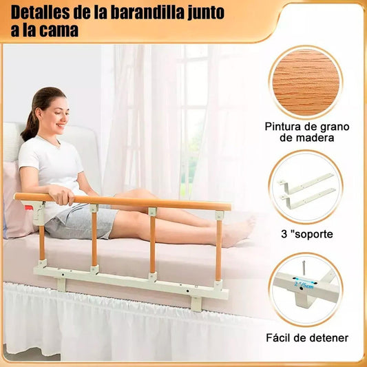 Baranda De Cama Lateral Anti Caída Para Cuidado Adulto Mayor Marrón