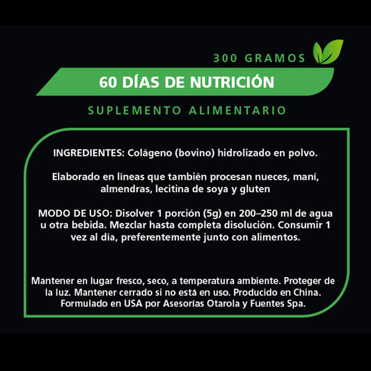 Colágeno hidrolizado En Polvo 300 Gramos Be Healthy