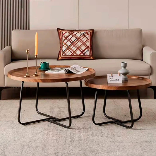 Juego Mesa De Centro Living 80+60cm color madera Chic Home