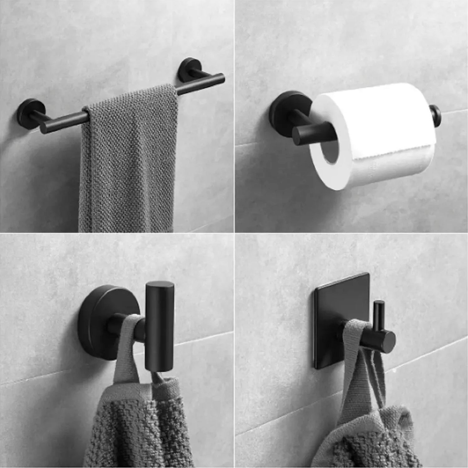 Toallero de baño de acero inoxidable 304 grueso para toallas de baño,  toallero de pared para toalla de mano, baño y cocina (color negro, tamaño:  15.7