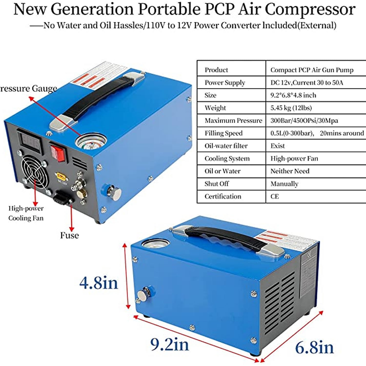 Compresor De Aire Pcp Auto 12v 30mpa 4500psi– Detodoymascl