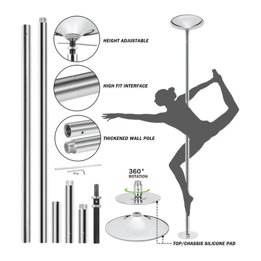 Barra Profesional Pole Dance Fitness Portátil Fijo Giratorio– Detodoymascl
